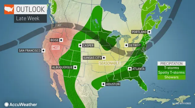 The heat should move out later in the week