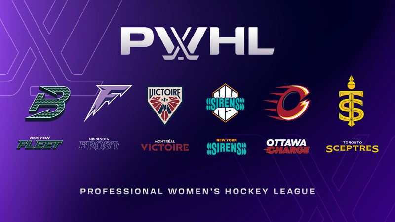 The new logos for the six PWHL teams