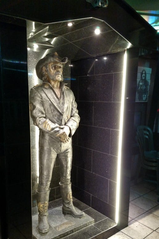 Lemmy statue at the Rainbow