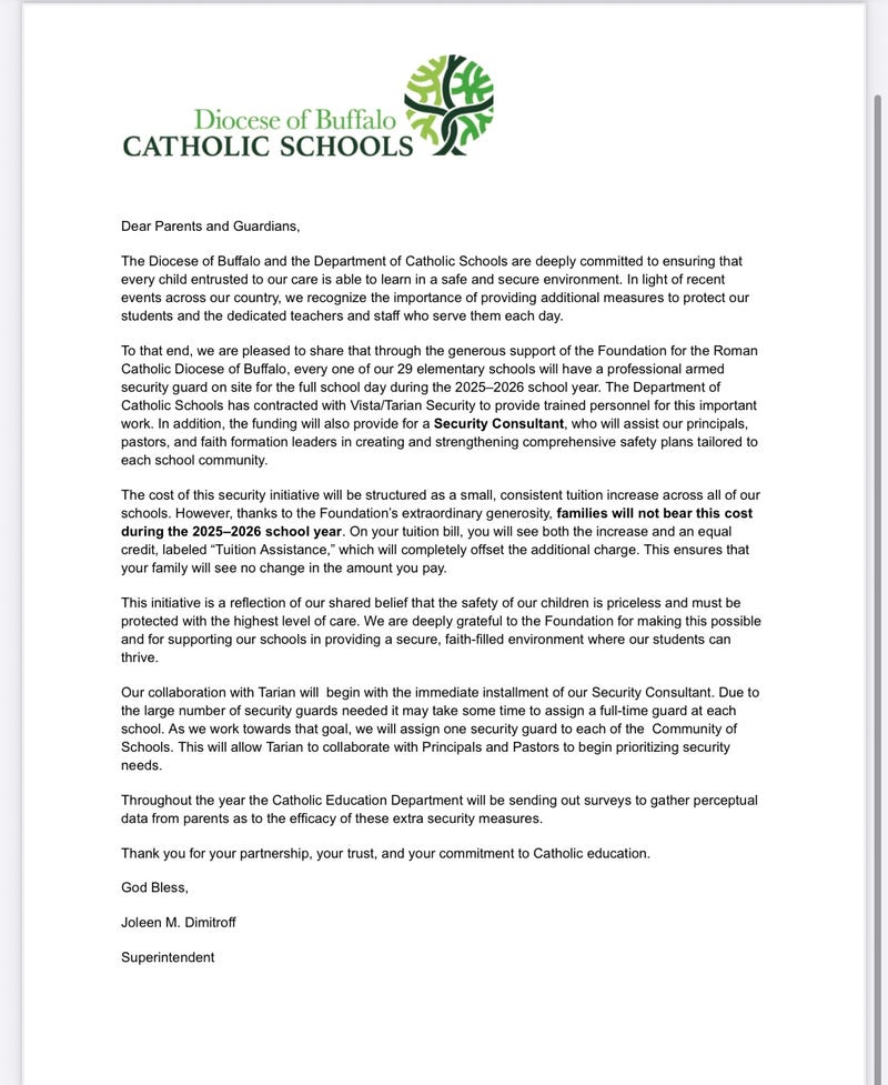 Letter to parents of Catholic elementary students
