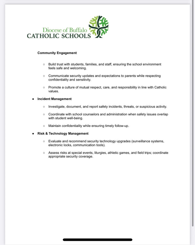 Letter to parents of WNY Catholic elementary students