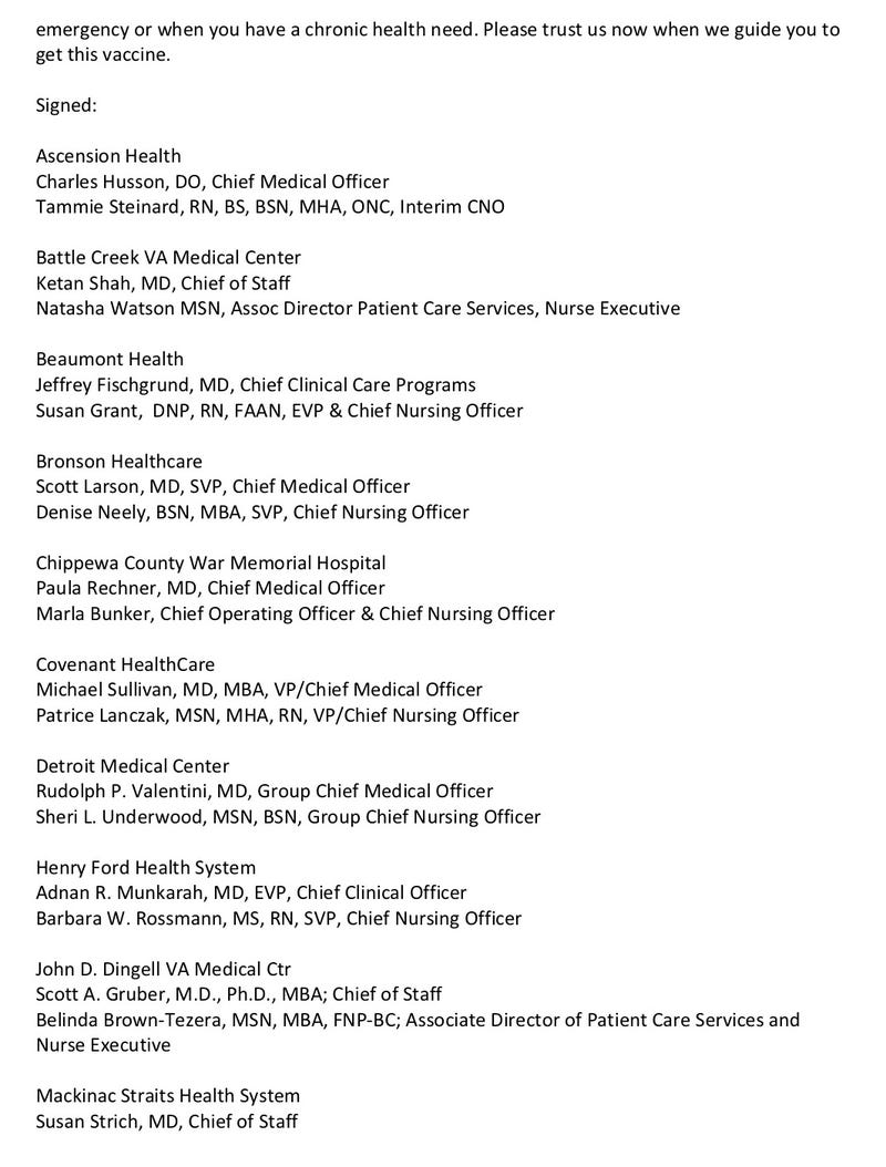 An open letter urges Michiganders to get vaccinated before it’s too late