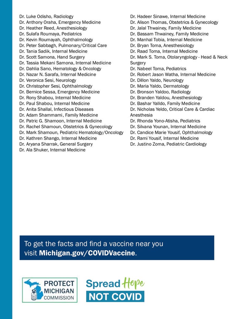Open letter from Chaldean doctors in metro Detroit