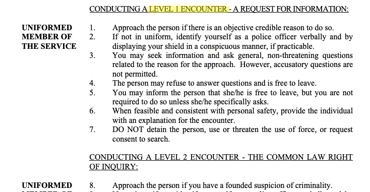 The bill would require NYPD officers to log level-one encounters, which are laid out in the NYPD Patrol Guide