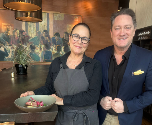 Liam Mayclem with Chef Pam Mazzola of Prospect SF.