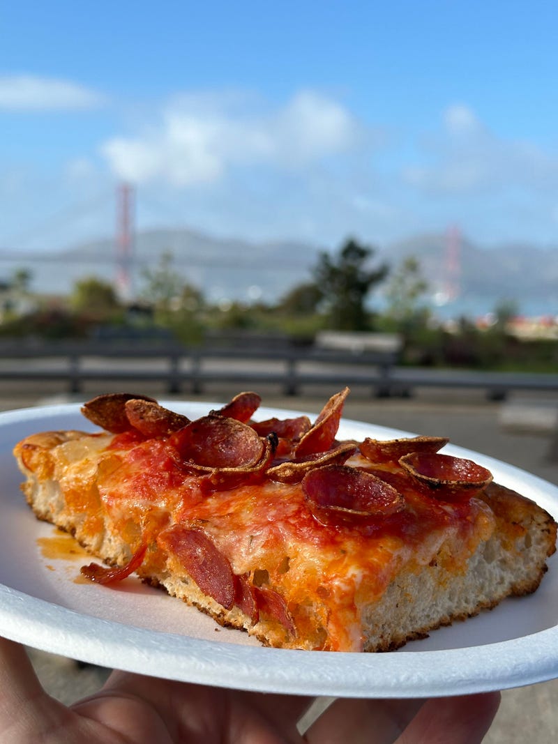 A slice of pizza from Il Parco.