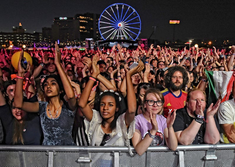 People watch a show at the Life is Beautiful festival in Las Vegas