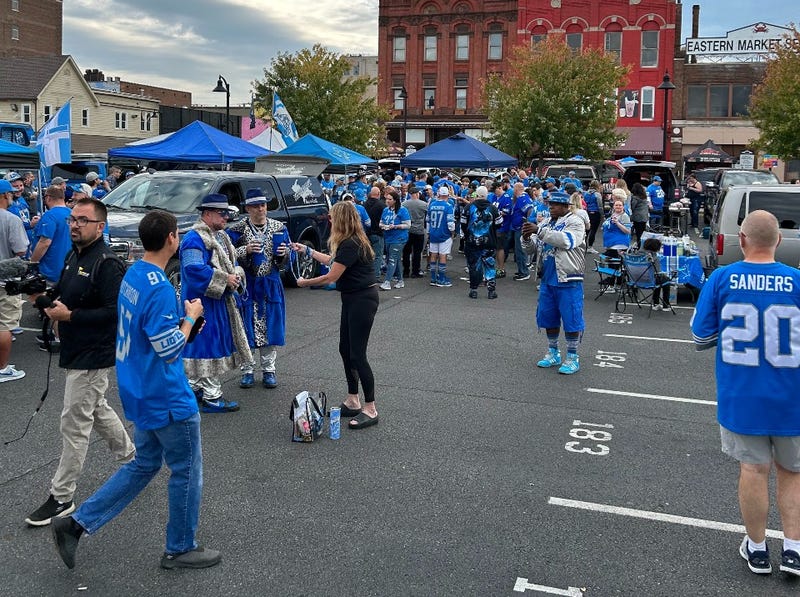 Detroit Lions fans tailgating in Eastern Market ahead of 2023 home opener