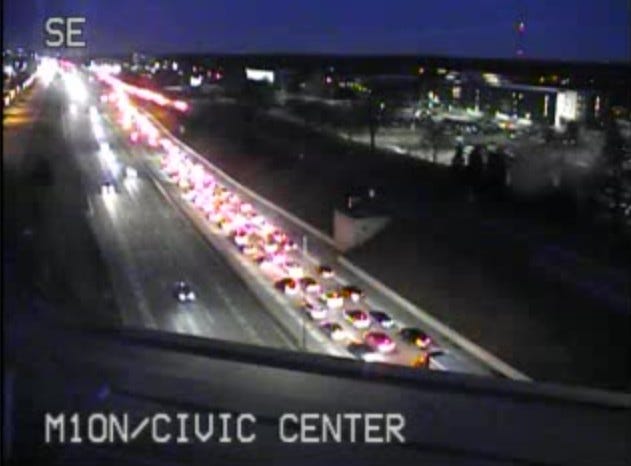 Troopers closed down all southbound lanes on M-10 after a man said he was shot at twice on Friday evening.