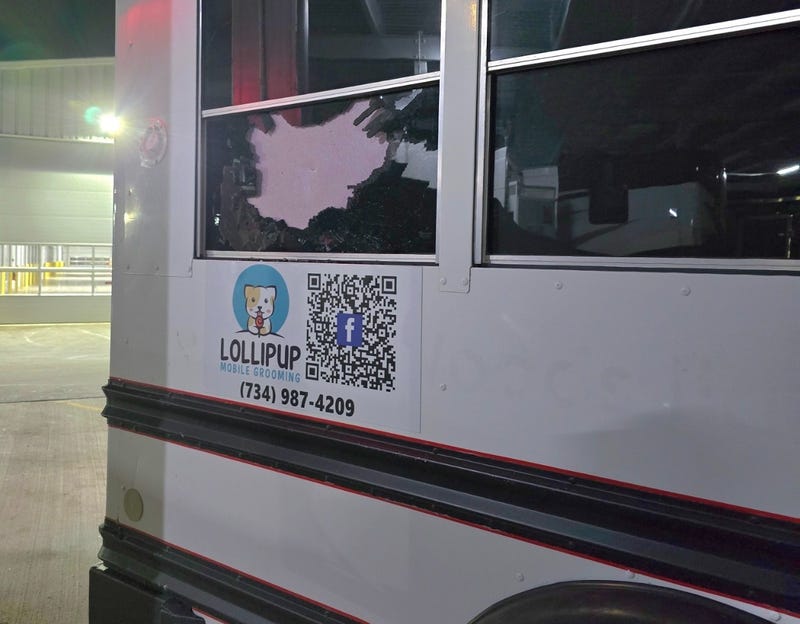 Damage to Lollipup Mobile Grooming bus