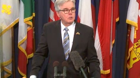 Texas Lt. Governor Patrick upset with large county District Attorneys