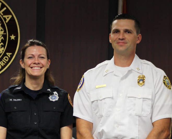 Valor honorees Captain/Paramedic Brent Stegall and EMT Miranda Kilsby 