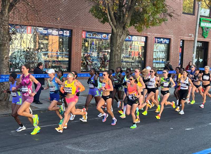 Runners making their way through Bay Ridge on Nov. 3, 2024, for the TCS New York City Marathon.