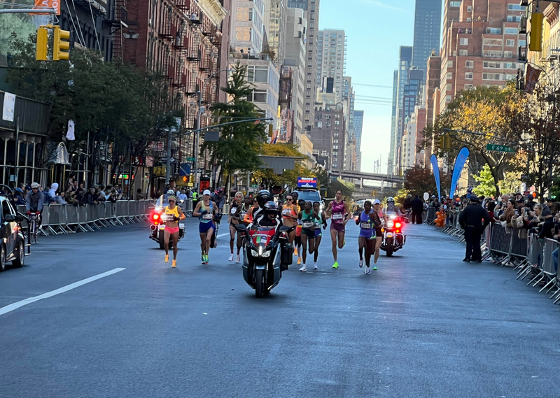 Runners making their way down First Avenue on Nov. 3, 2024, for the TCS New York City Marathon.