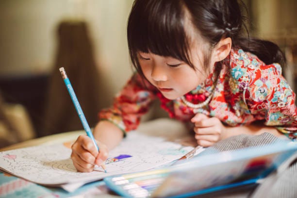 Little kid draws