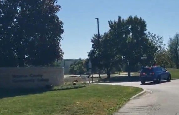 Police on the MCCC campus Tuesday.