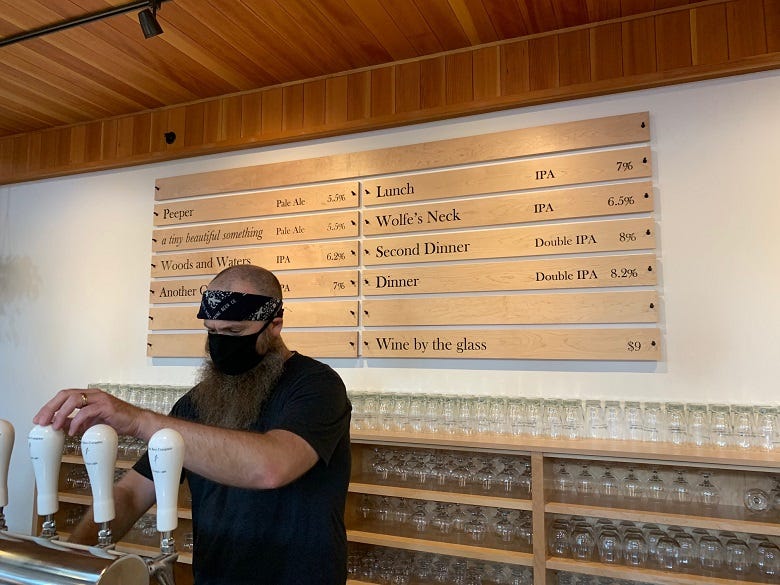 pouring beer at Maine Beer Company