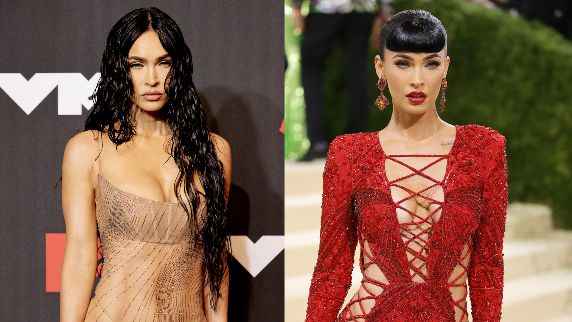 Who wore it better? See-through dress Megan Fox or crisscross cleavage cutout Megan Fox?