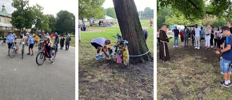 Friends, family and bike safety advocates honored the memory of Mario D'Adamo III, killed in a hit-and-run a year ago, with a bike ride in FDR Park.