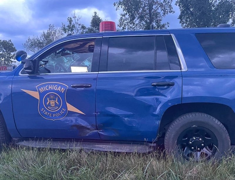 Michigan State Police SUV rammed