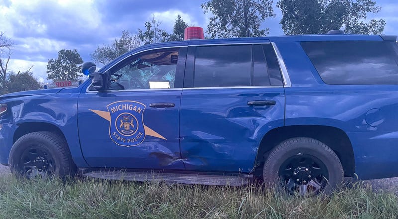 Michigan State Police SUV rammed
