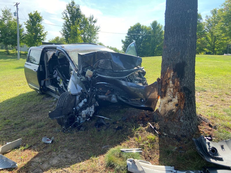 Chrysler Pacifica damaged in crash near Cadillac