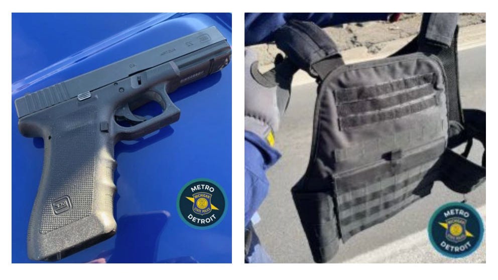 MSP: Man arrested with gun, body armor after trying to get around traffic jam on M-39