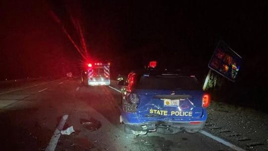 Suspect arrested for drunk driving after slamming into MSP patrol car that was responding to drunk driving crash
