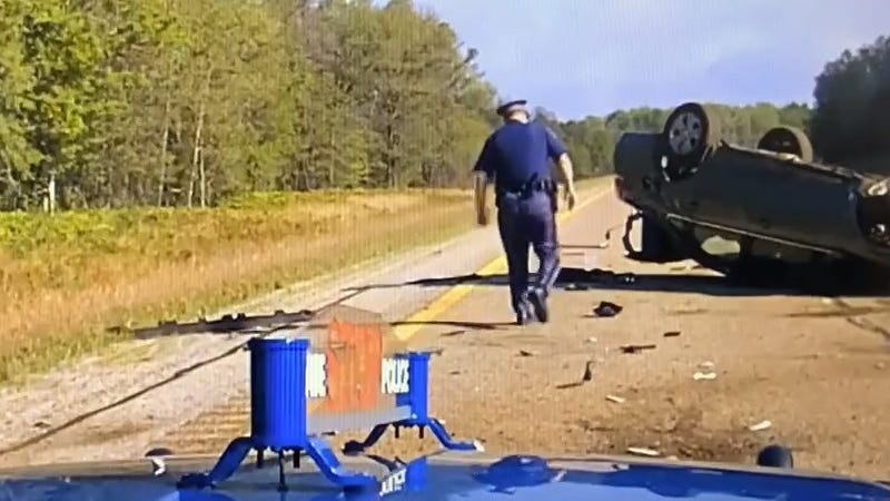 MSP dash cam video captures teen driver swerving, rolling car on I-75 in Northern Michigan