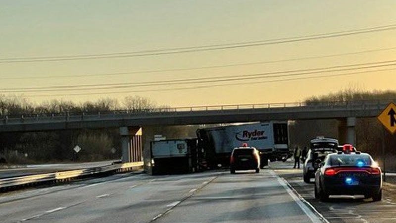 2 killed in fiery crash after box truck collides with overturned semi on I-94 near Ann Arbor