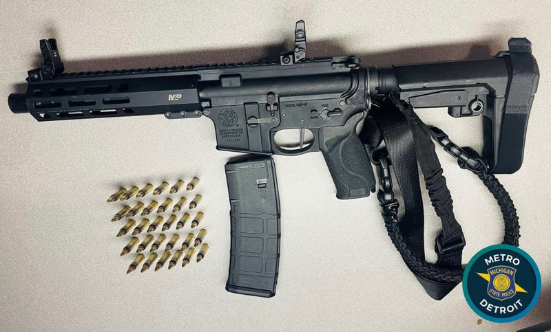 A rifle seized during a traffic stop in Inkster