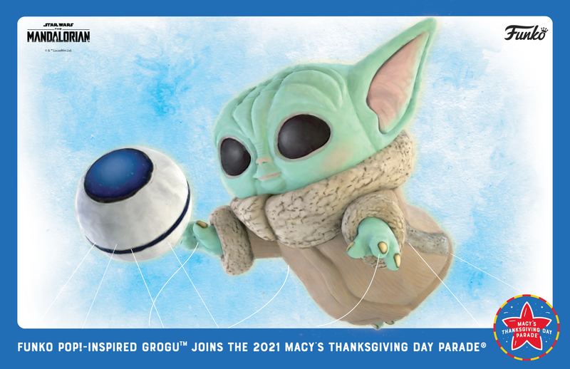 A Funko Pop!-inspired balloon featuring the character Grogu -- known in pop culture as Baby Yoda -- from "The Mandalorian" will fly at this year’s Macy’s Thanksgiving Day Parade.