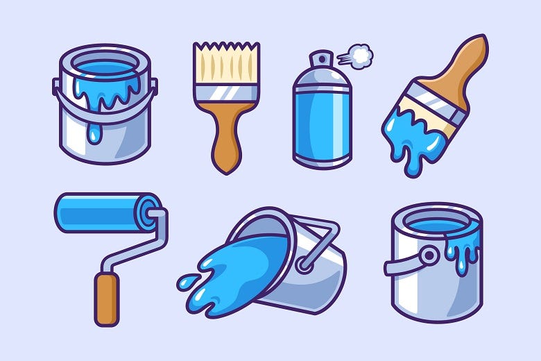 Graphic image of paint & painting tools