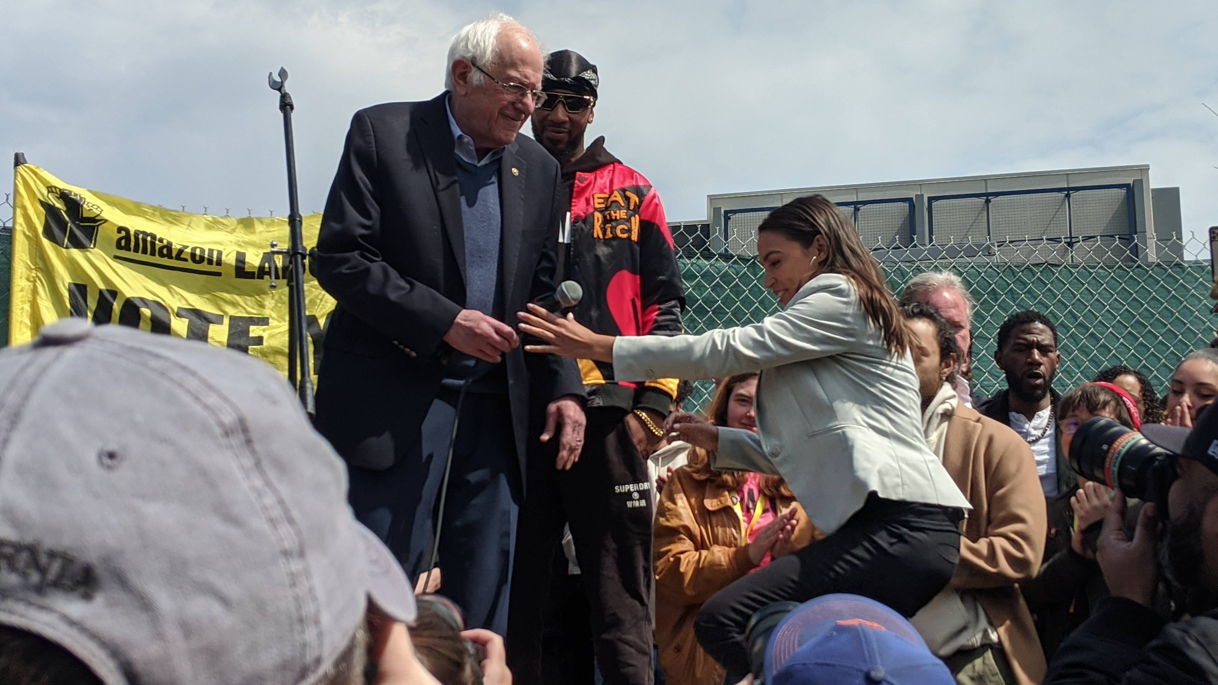 Amazon workers rally with Bernie Sanders and AOC ahead of second SI unionization vote