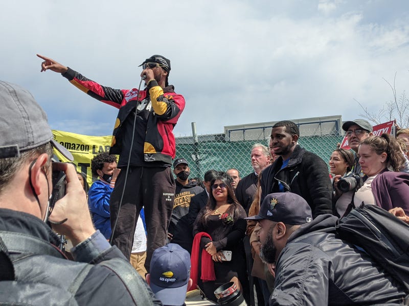Smalls speaks at the rally.