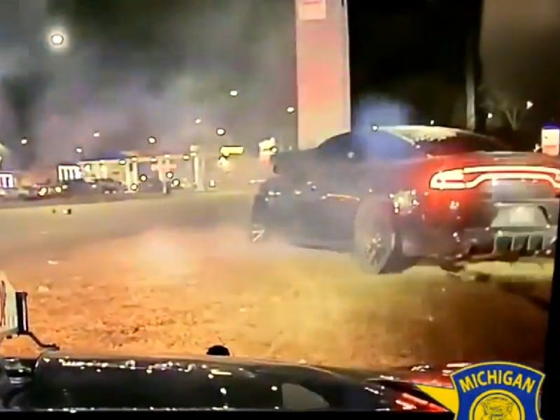 Murder suspects' Dodge Charger after crashing into pole in 2021