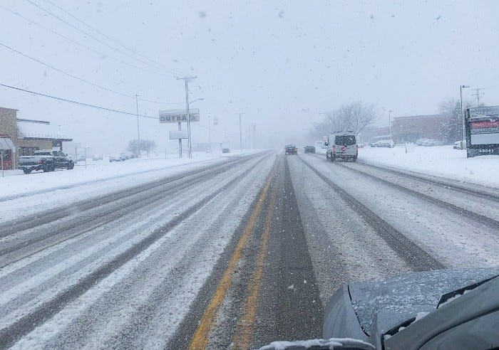 Snowy roads in Macomb County, Wednesday afternoon