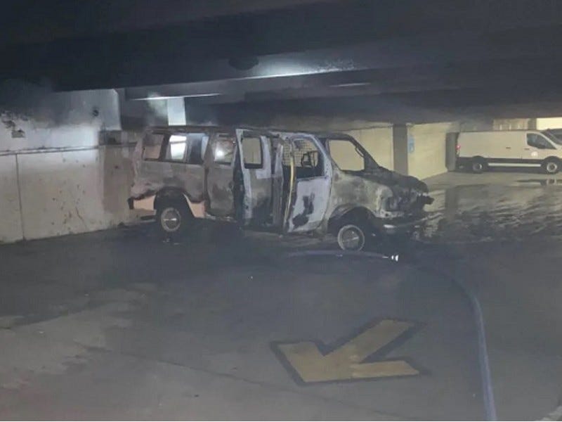 Van burned in Macomb County parking structure