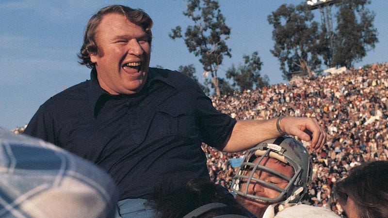 John Madden is carried off the field after winning the Super Bowl