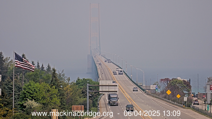 Smoke over the Mackinac bridge on June 4.