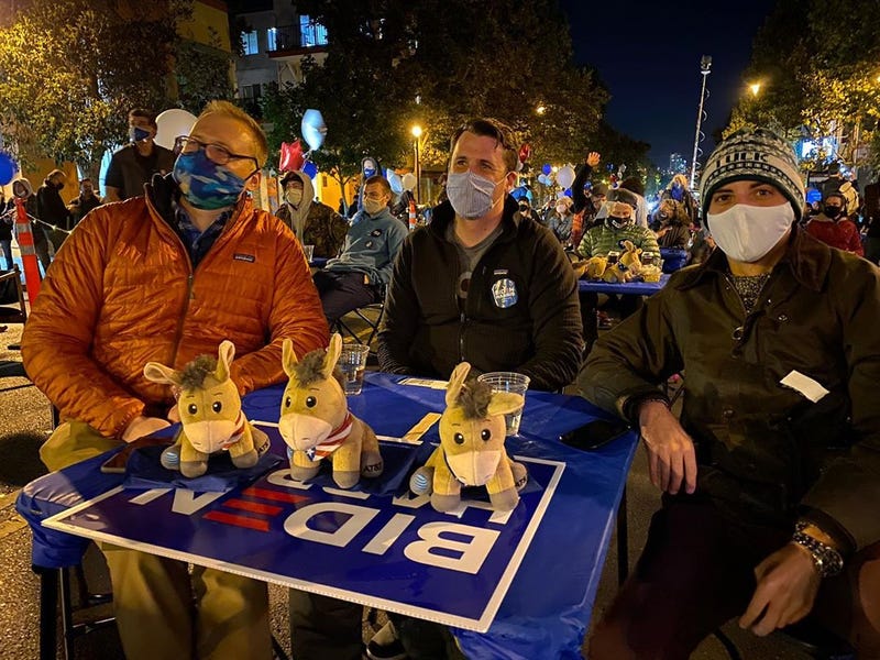 An election night watch party at Manny's in San Francisco.