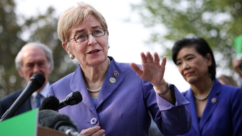 U.S. Rep. Marcy Kaptur (D-OH) speaks at a press conference urging the inclusion of the Civilian Climate Corps., a climate jobs program, in the budget reconciliation bill, outside of the U.S. Capitol on July 20, 2021 in Washington, DC.