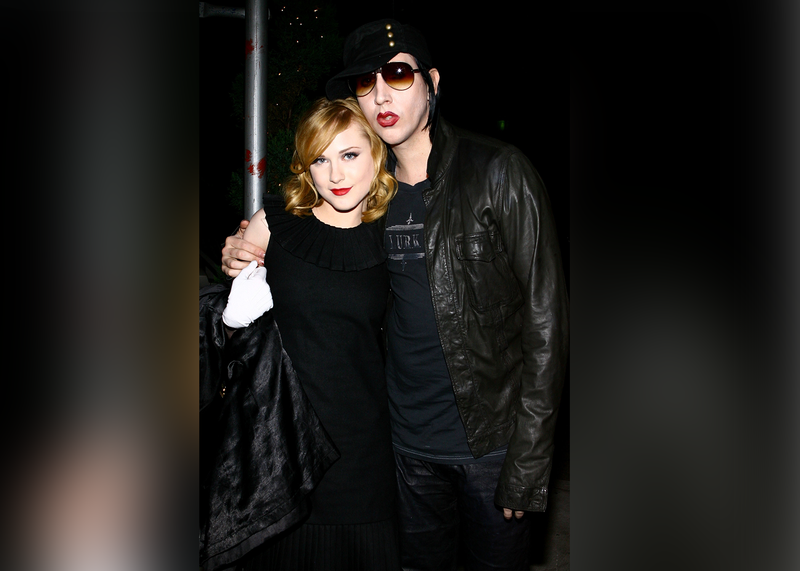 Actress Evan Rachel Wood and musician Marilyn Manson arrive for the after party for a special screening of "Across The Universe" at Bette on September 13, 2007 in New York City.