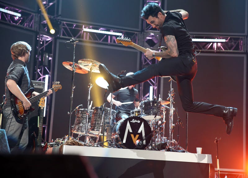 Musicians Mickey Madden, Matt Flynn and Adam Levine of Maroon 5 perform onstage at The GRAMMY Nominations Concert Live!! held at Bridgestone Arena on December 5, 2012 in Nashville, Tennessee.
