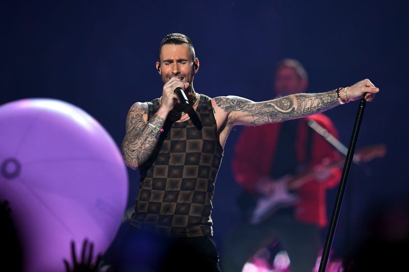 Adam Levine of Maroon 5 performs during the Pepsi Super Bowl LIII Halftime Show at Mercedes-Benz Stadium on February 3, 2019 in Atlanta, Georgia.