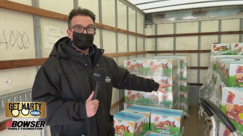 Marty Griffin checks out the truck full of Easter candy
