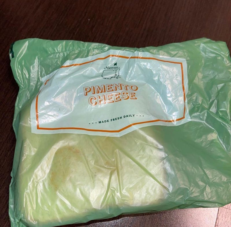 An authentic pimento cheese sandwich at The Masters