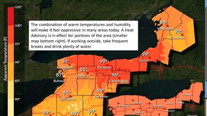 Heat Advisory posted for Buffalo and northern portions of WNY