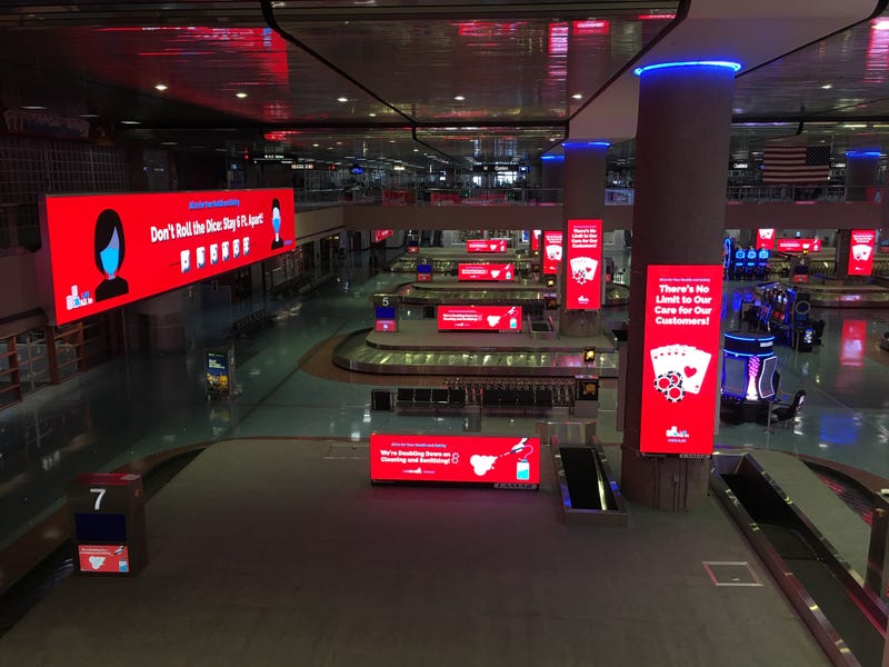 The baggage claim area inside of Terminal 1 at McCarran International Airport