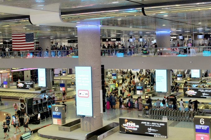 The baggage claim area at McCarran International Airport